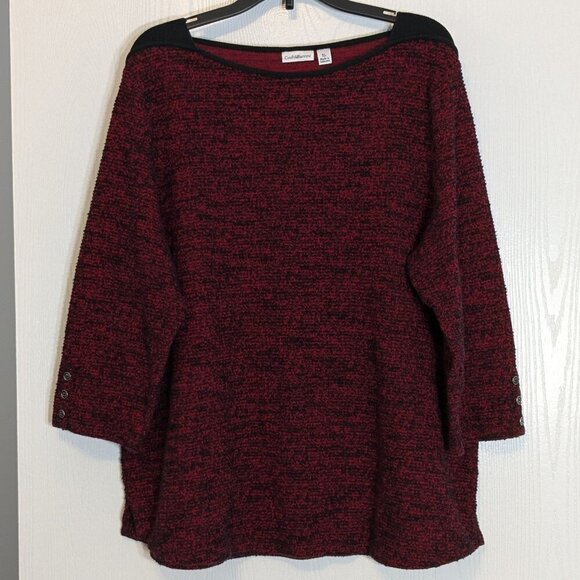 CROFT & BARROW Variegated Burgundy 3/4 Sleeve Pullover Sweater; Size XL - Picture 1 of 6
